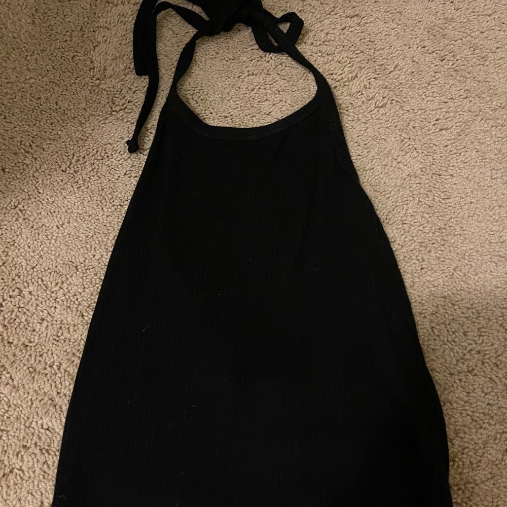 Plain black triangle crop top